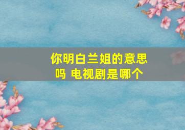 你明白兰姐的意思吗 电视剧是哪个